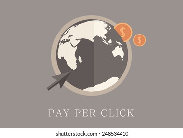 Modern and classic design pay per click concept flat icon