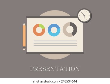 Modern and classic design presentation concept flat icon