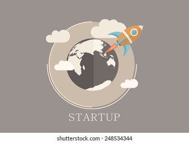 Modern and classic design startup concept flat icon