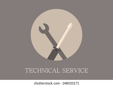Modern and classic design technical support concept flat icon