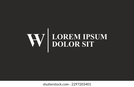 logotipo clásico moderno en monograma HV y HW en fondo negro