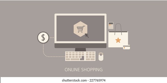 Modern and classic online shopping flat illustration