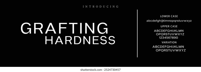 modern and classic sans serif font with a unique style and fancy look. This typeface is perfect for an elegant luxury logo, book or movie title design, fashion brand, magazine, clothes.