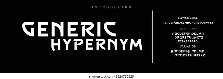 modern and classic sans serif font with a unique style and fancy look. This typeface is perfect for an elegant luxury logo, book or movie title design, fashion brand, magazine, clothes.