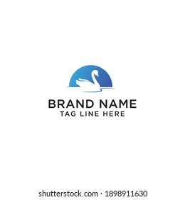 Modern Classing Blue Swimming Goose Logo, nice logo design for psychology consulting industry, cosmetics industry. health.