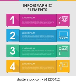 Modern classroom infographic template. infographic design with classroom icons includes teacher. can be used for presentation, diagram, annual report, web design. 