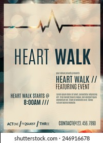 Modern And Classy Flyer Or Poster Template Design Layout To Promote A Heart Walk Fundraiser