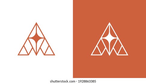 modern, classy outlined letter A logo with star element. elegant letter Mark A monogram logo template