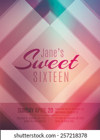 Modern and classy Sweet Sixteen birthday party invitation template