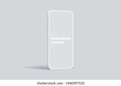 Modern clay mock up smartphone for presentation, information graphics, app display, standing view eps vector format.