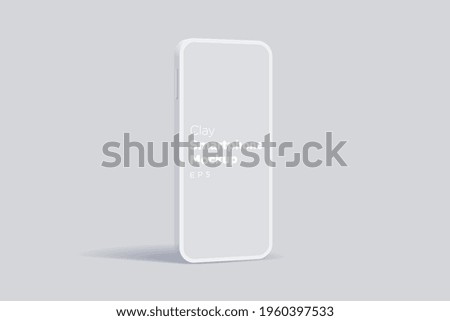 Modern clay mock up smartphone for presentation, information graphics, app display, standing view eps vector format.