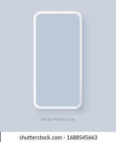 Modern clay smartphone mockup. Blank screen isolated device on gray background. Mock up to showcasing mobile applications or web page design screenshots.