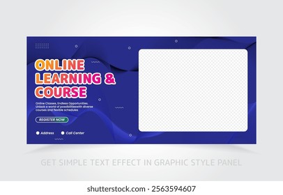 Modern and clean banner design for educational content, perfect for virtual classrooms and apps.