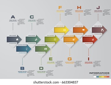 Modern clean business 10 steps timeline banner. Vector. can be used for workflow layout, diagram, number step up options, web design, infographics