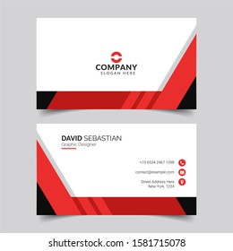 Modern and clean business card design template. Minimal Corporate vector background, flyer design, name card template, vector illustration. Red and white creative business card for your company.