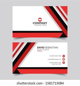 Modern and clean business card design template. Minimal Corporate vector background, flyer design, name card template, vector illustration. Red and white creative business card for your company.