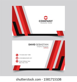 Modern and clean business card design template. Minimal Corporate vector background, flyer design, name card template, vector illustration. Red and white creative business card for your company.