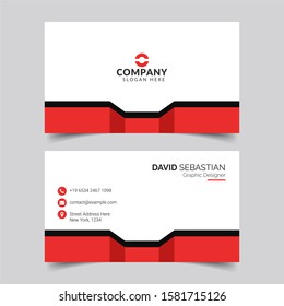 Modern and clean business card design template. Minimal Corporate vector background, flyer design, name card template, vector illustration. Red and white creative business card for your company.