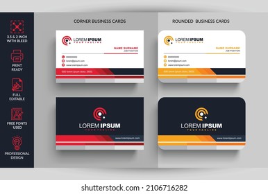 Modern and Clean Business card design Template, Horizontal name card, Stylish stationery design and visiting card, Creative and professional business card design.