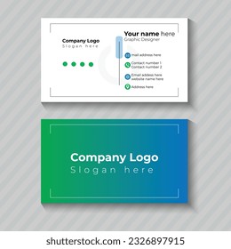 Modern and clean business card design template, white and green and blue gradient background template.	
