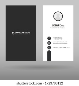 Modern and clean Business Card with place for logo or photo. Black and blue colors. Vector template