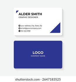 Modern and clean business card template blue and white design. Ideal for professional branding and corporate identity.