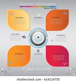 Modern clean business circle origami style timeline banner. Vector. can be used for workflow layout, diagram, number step up options, web design,timeline infographics,cyber security concept,icon set