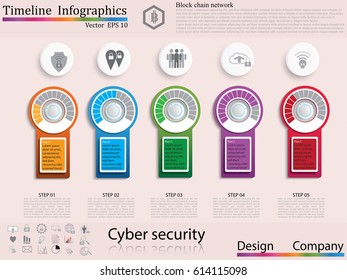 Modern clean business circle origami style timeline banner. Vector. can be used for workflow layout, diagram, number step up options, web design,timeline infographics,cyber security concept,icon set