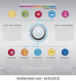 Modern clean business circle origami style timeline banner. Vector. can be used for workflow layout, diagram, number step up options, web design,timeline infographics,cyber security concept,icon set