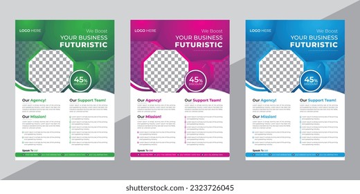 Modern and Clean Business Flyer abstract vector template in A4 with colorful polygon, geometric shapes for tech, science, market with light background
Vector Formats.
