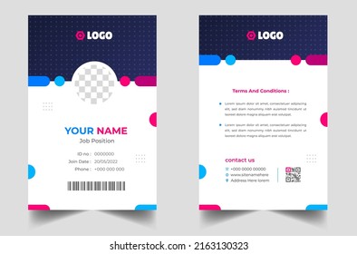 Modern and clean business id card template. professional id card design template with blue color. corporate modern business id card design template. Company employee id card template.