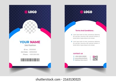 Modern and clean business id card template. professional id card design template with blue color. corporate modern business id card design template. Company employee id card template.