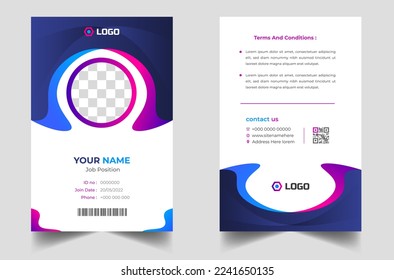 Modern and clean business id card template. professional id card design template with blue color. corporate modern business id card design template. Company employee id card template.