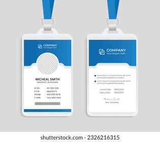 Plantilla de tarjeta de identificación profesional moderna y limpia. Plantilla de diseño de tarjeta de identificación profesional.
Plantilla de la tarjeta de identificación de empleado de la empresa. Plantilla de diseño de tarjeta de identificación corporativa.