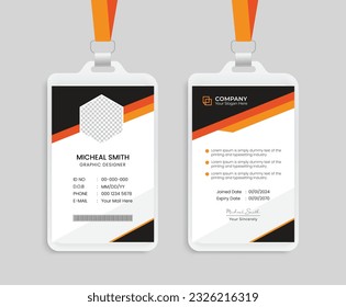 Modern and clean business id card template. Professional id card design template.
Company employee id card template. Corporate ID card design template.