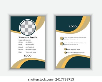 Modern and clean business id card template. professional id card design template with yellow color. corporate modern business id card design template. Company employee id card template.
