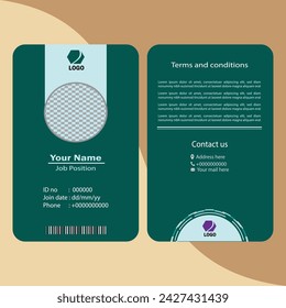 Modern and clean business id card template. Professional id card design. Corporate modern business id card design template. Company employee id card template.