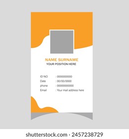 Modern and clean business id card template. professional id card design template with yellow color. corporate modern business id card design template.