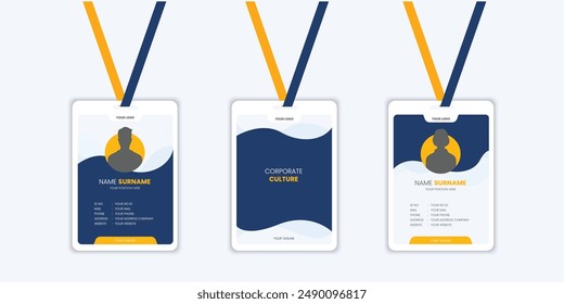 Modern and clean business id card template. professional id card design template with orange color. corporate modern business id card design template.
