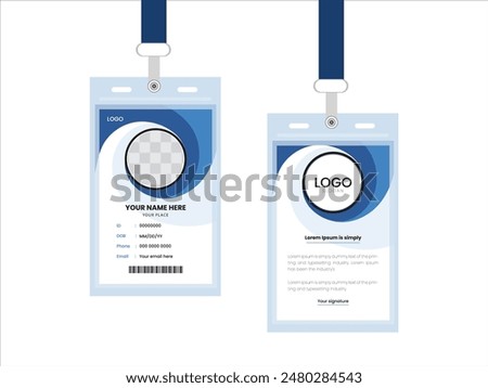 Modern and clean business id card template. professional id card design template with blue and red color.  Corporate company employee identity card template with yellow and blue color. 