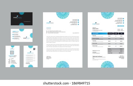 modern clean business office stationery set design