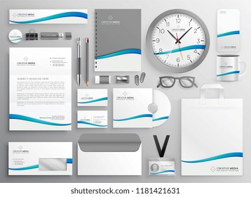 modern clean business stationery set design