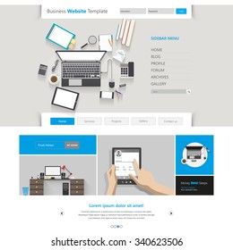 Modern Clean Business Website Template Design, Editable Vector Illustration.
