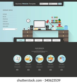 Modern Clean Business Website Template Design, Editable Vector Illustration.
