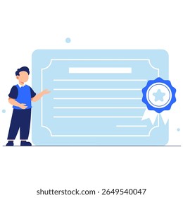 A modern and clean certificate design featuring a blue ribbon element, ideal for recognizing educational accomplishments and milestones.