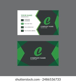 Modern clean and colorful with green and black vector horizontal business card, name card or visiting card design.