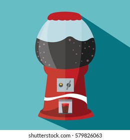 modern clean & cool gumball machine with a clean cola soft drink and bubbles in it & cup of cola  