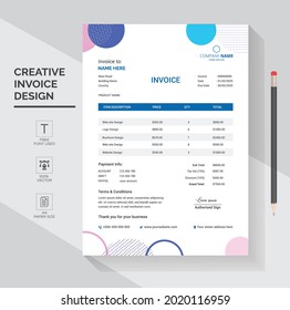 Modern and Clean Corporate Invoice Template Design Vector. vector illustration