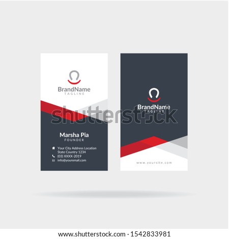 Modern Clean Corporate Red and Grey Business Card Template Vector Illustration