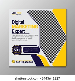 Modern clean digital marketing post banner design illustration